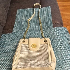 VINTAGE Whiting & Davis Gold Mesh and leather shoulder bag